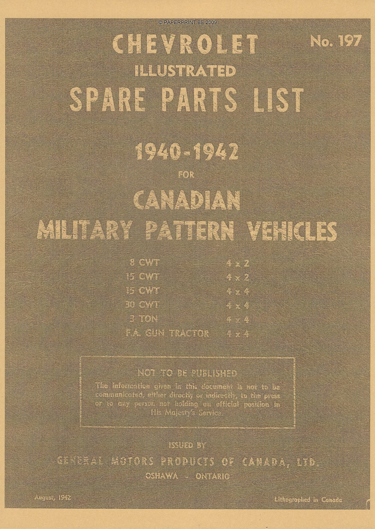 CHEVROLET ILLUSTRATED PARTS LIST N° 197